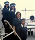 Captain Rachelle Jones, First Captain Stephanie Grant & Flight Attendants Diana Galloway & Robin Rogers